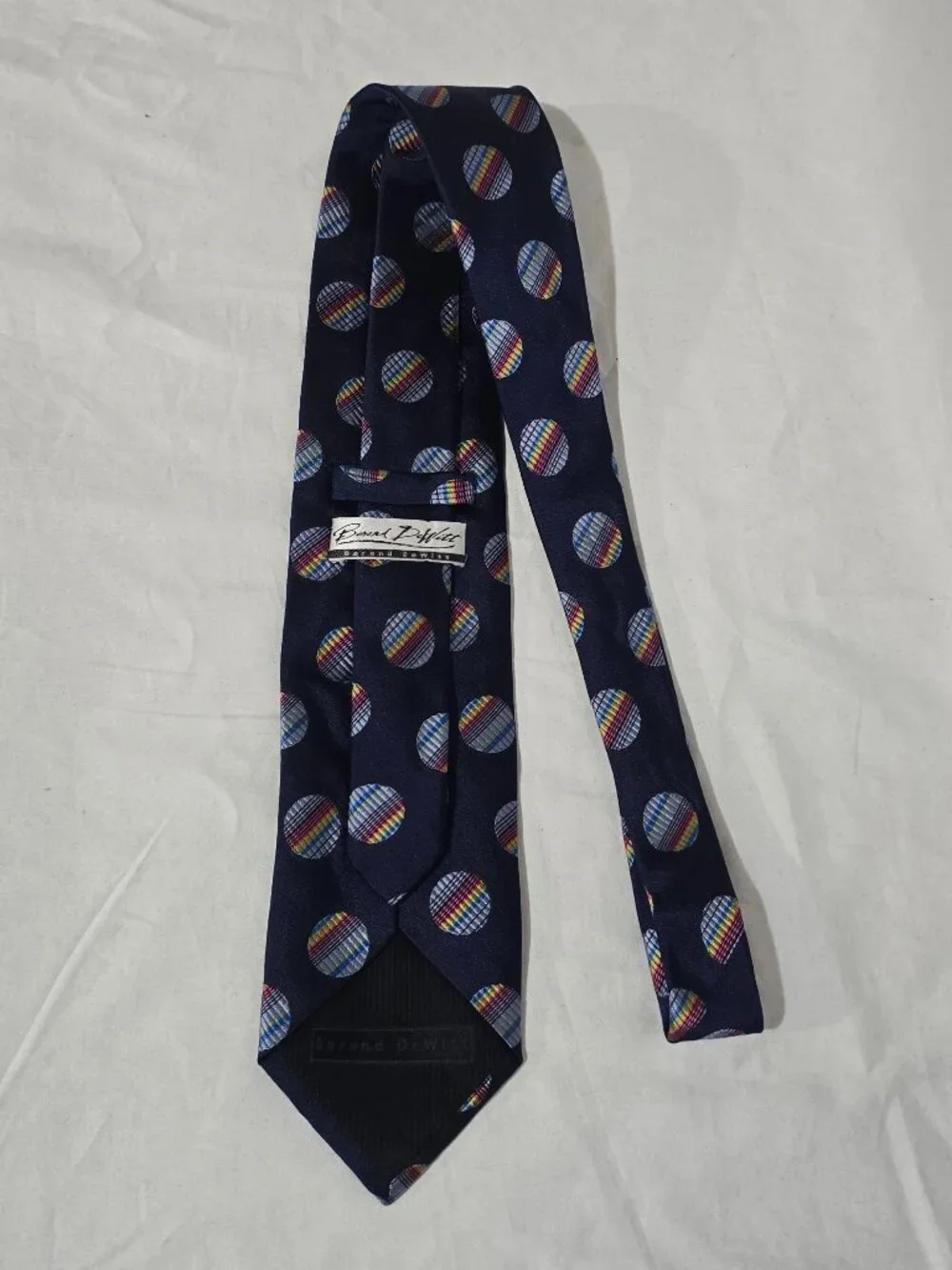 Berend DeWitt Handmade in Italy Silk Necktie - Blue Rainbow Orbs